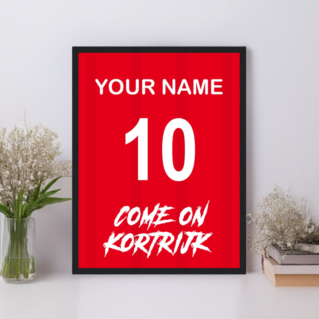 "Come On Kortrijk" (KVK) Personaliseerbare Ingelijste Poster